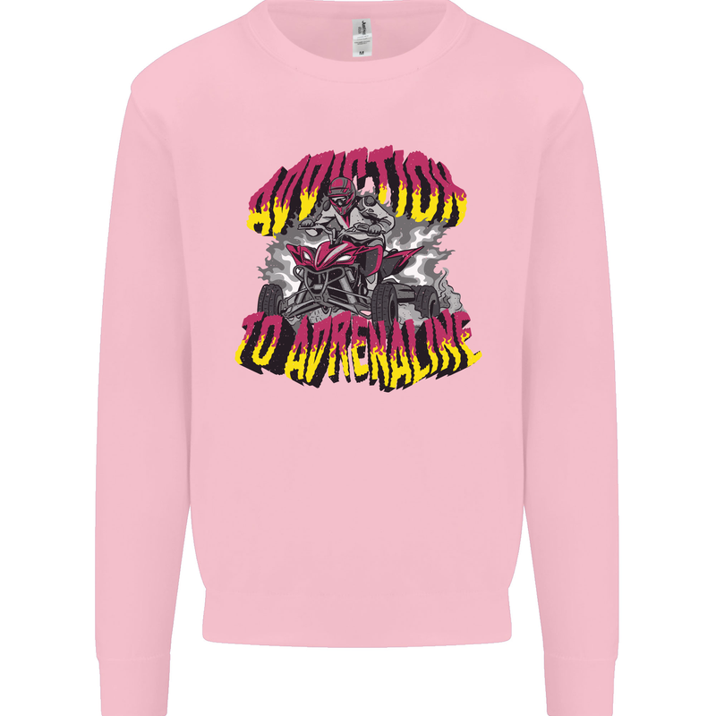 Quad Biking Adrenaline ATV Biker Off Road Mens Sweatshirt Jumper Light Pink