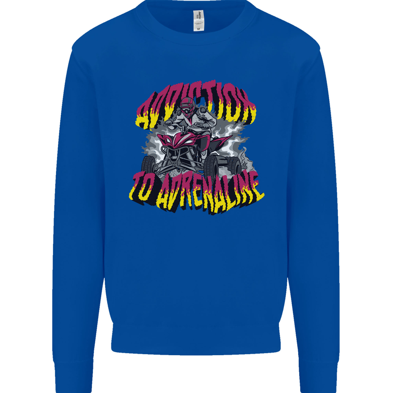 Quad Biking Adrenaline ATV Biker Off Road Mens Sweatshirt Jumper Royal Blue