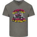 Quad Biking Adrenaline ATV Biker Off Road Mens V-Neck Cotton T-Shirt Charcoal