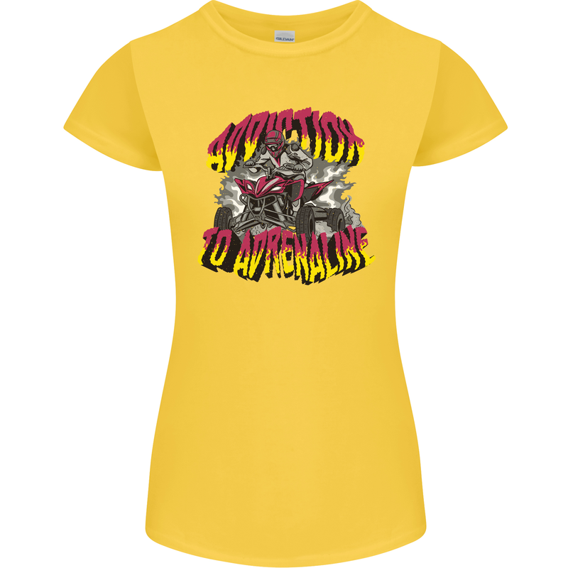 Quad Biking Adrenaline ATV Biker Off Road Womens Petite Cut T-Shirt Yellow
