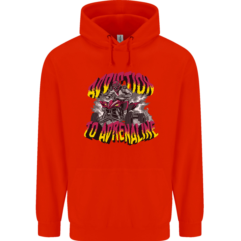 Quad Biking Adrenaline Off Road ATV Biker Childrens Kids Hoodie Bright Red