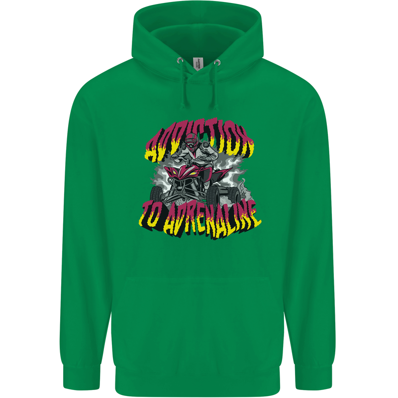 Quad Biking Adrenaline Off Road ATV Biker Childrens Kids Hoodie Irish Green