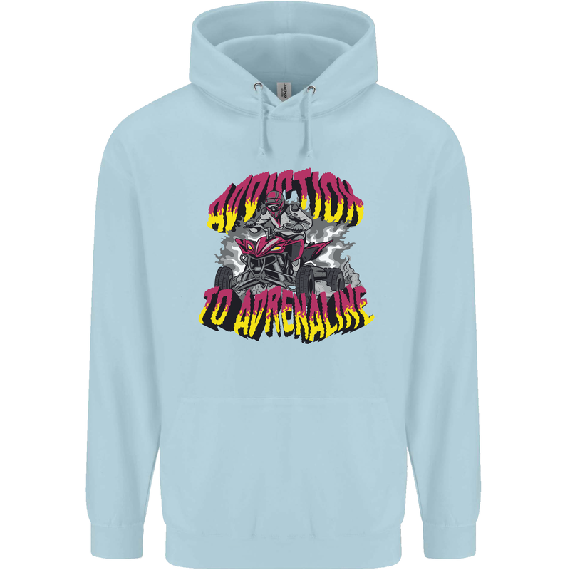 Quad Biking Adrenaline Off Road ATV Biker Childrens Kids Hoodie Light Blue