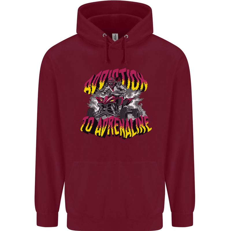 Quad Biking Adrenaline Off Road ATV Biker Childrens Kids Hoodie Maroon