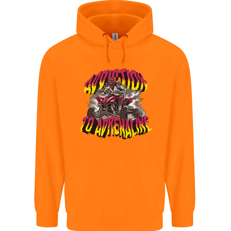 Quad Biking Adrenaline Off Road ATV Biker Childrens Kids Hoodie Orange
