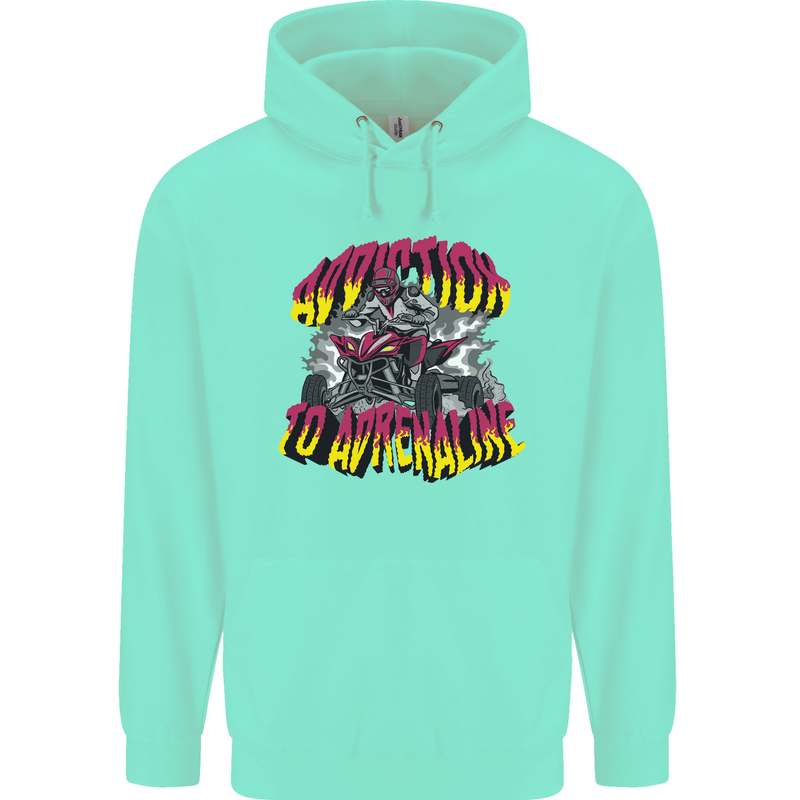 Quad Biking Adrenaline Off Road ATV Biker Childrens Kids Hoodie Peppermint