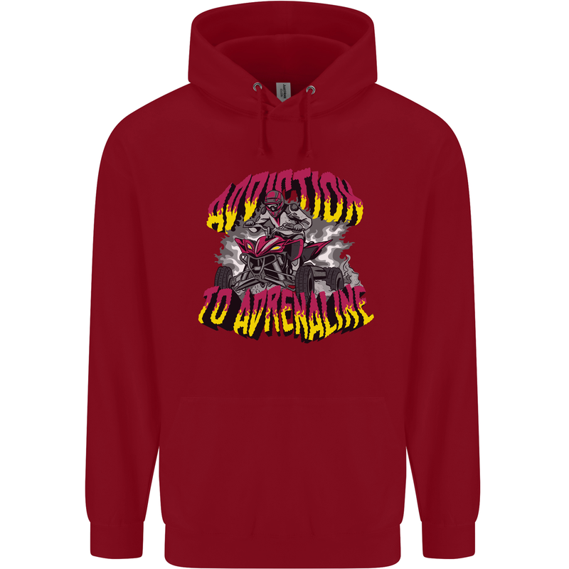 Quad Biking Adrenaline Off Road ATV Biker Childrens Kids Hoodie Red