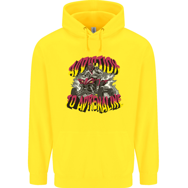Quad Biking Adrenaline Off Road ATV Biker Childrens Kids Hoodie Yellow