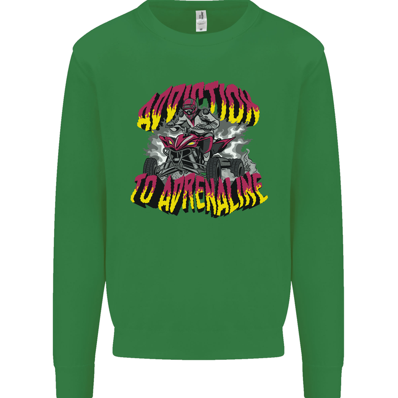 Quad Biking Adrenaline Off Road ATV Biker Kids Sweatshirt Jumper Irish Green