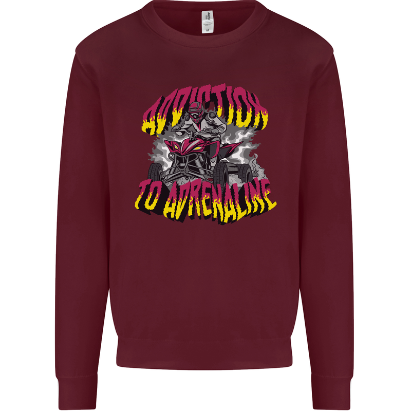 Quad Biking Adrenaline Off Road ATV Biker Kids Sweatshirt Jumper Maroon