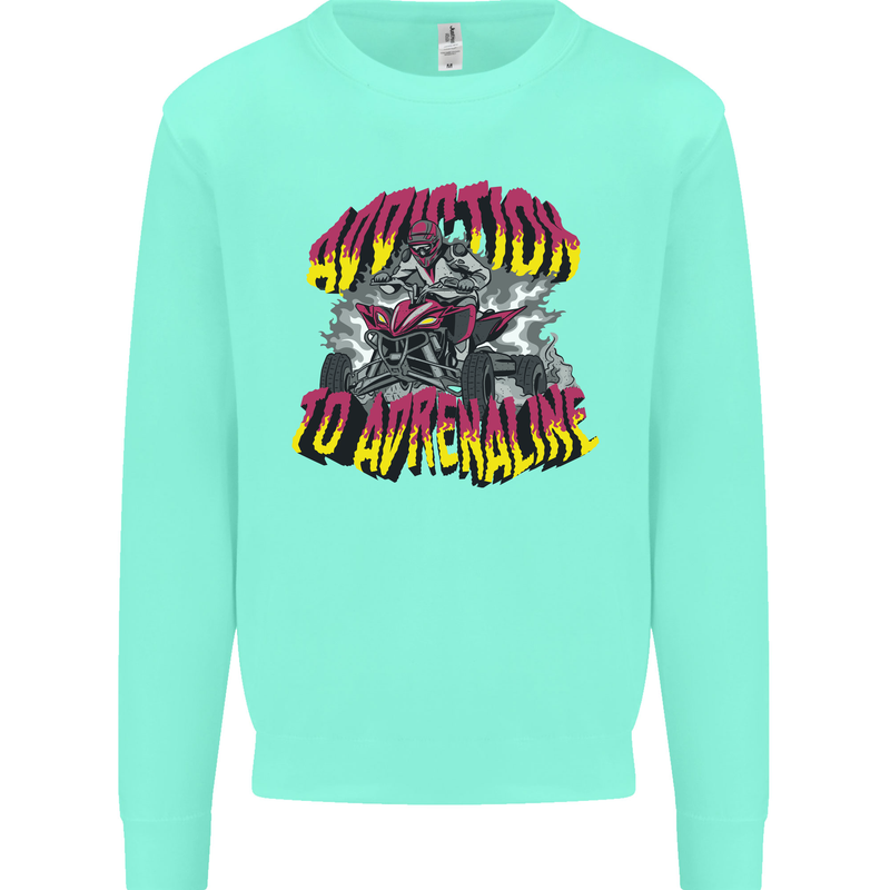 Quad Biking Adrenaline Off Road ATV Biker Kids Sweatshirt Jumper Peppermint
