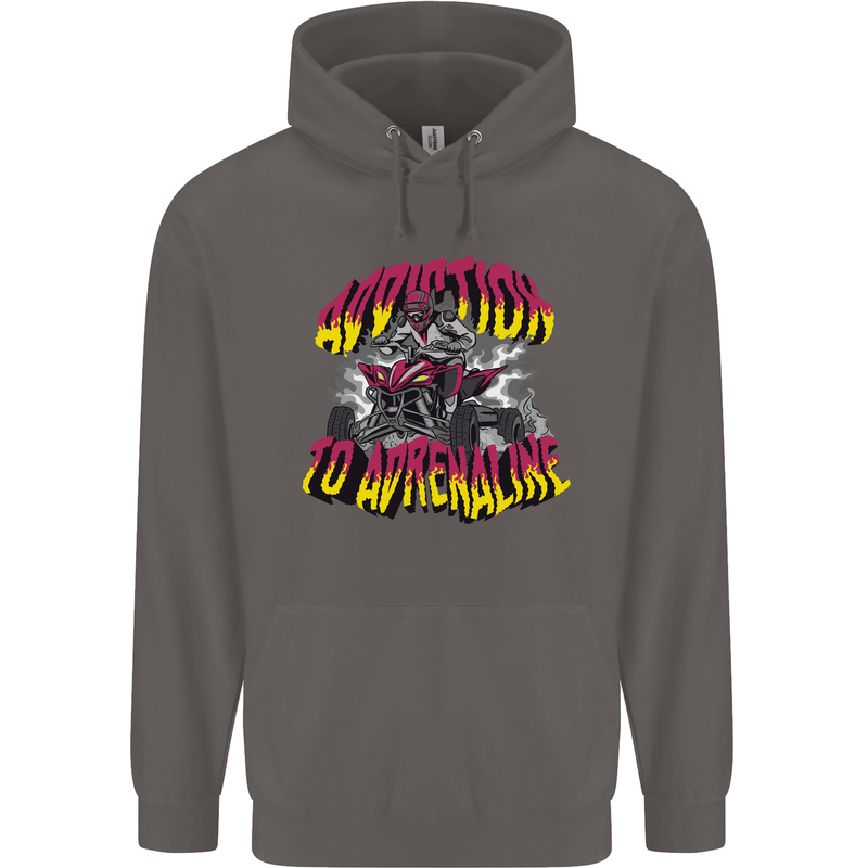 Quad Biking Adrenaline Off Road ATV Biker Mens 80% Cotton Hoodie Charcoal