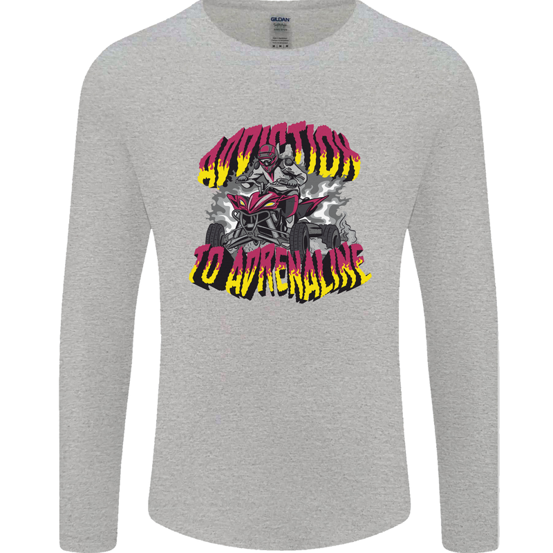 Quad Biking Adrenaline Off Road ATV Biker Mens Long Sleeve T-Shirt Sports Grey