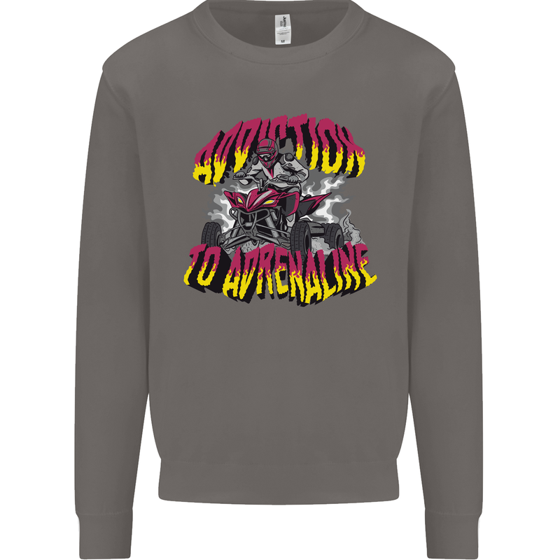 Quad Biking Adrenaline Off Road ATV Biker Mens Sweatshirt Jumper Charcoal