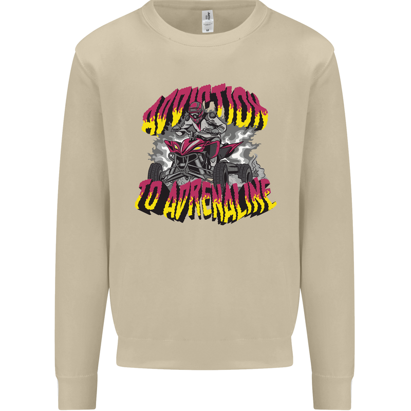 Quad Biking Adrenaline Off Road ATV Biker Mens Sweatshirt Jumper Sand