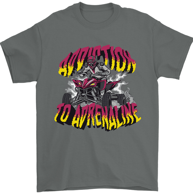 Quad Biking Adrenaline Off Road ATV Biker Mens T-Shirt 100% Cotton Charcoal