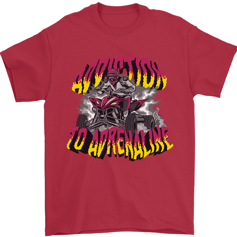 Quad Biking Adrenaline Off Road ATV Biker Mens T-Shirt 100% Cotton Red