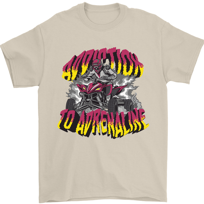 Quad Biking Adrenaline Off Road ATV Biker Mens T-Shirt 100% Cotton Sand