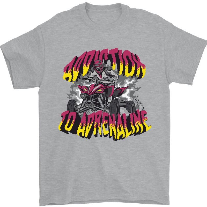 Quad Biking Adrenaline Off Road ATV Biker Mens T-Shirt 100% Cotton Sports Grey