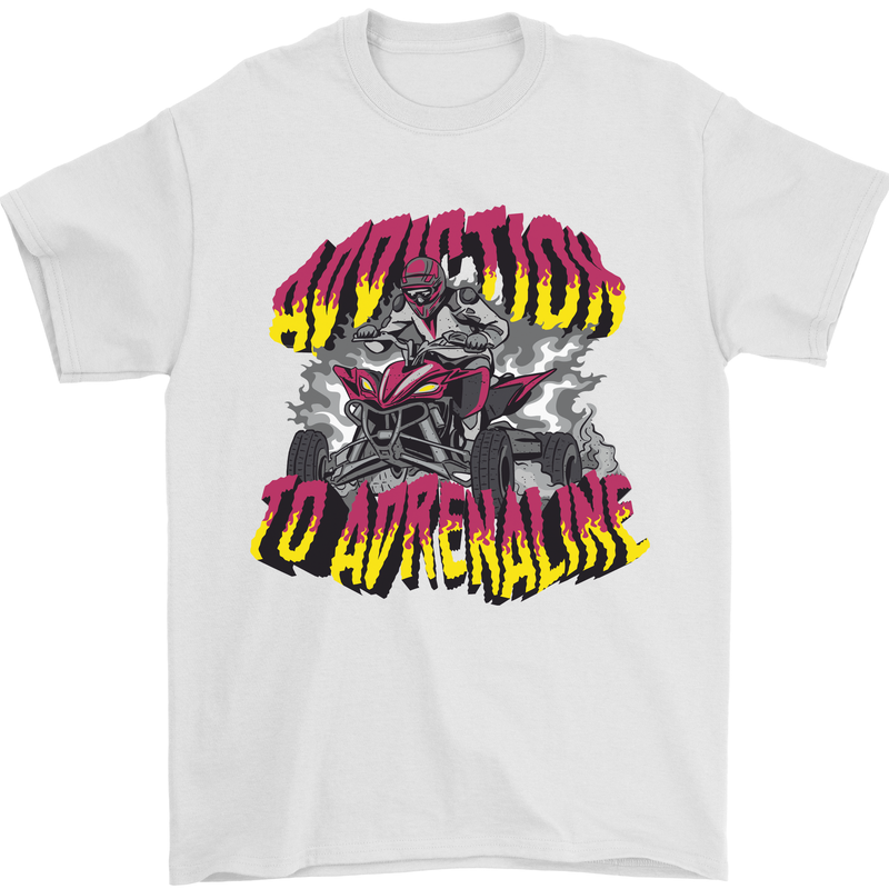 Quad Biking Adrenaline Off Road ATV Biker Mens T-Shirt 100% Cotton White