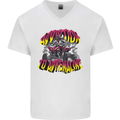 Quad Biking Adrenaline Off Road ATV Biker Mens V-Neck Cotton T-Shirt White