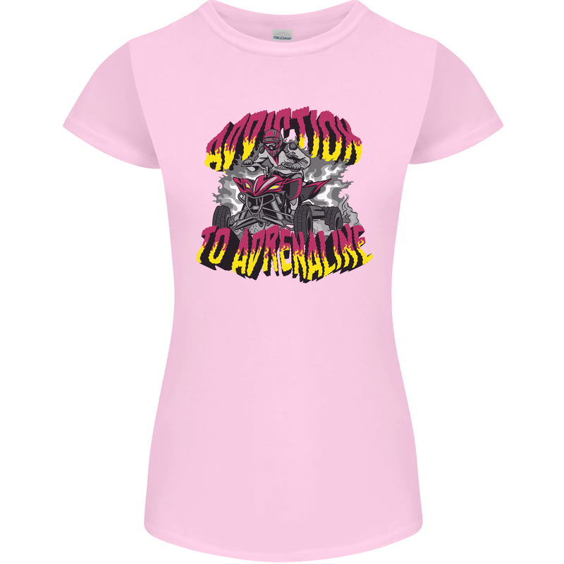 Quad Biking Adrenaline Off Road ATV Biker Womens Petite Cut T-Shirt Light Pink