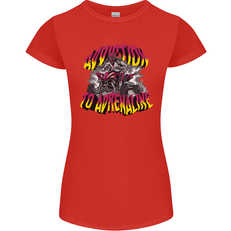 Quad Biking Adrenaline Off Road ATV Biker Womens Petite Cut T-Shirt Red