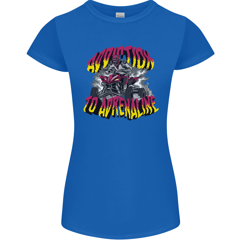 Quad Biking Adrenaline Off Road ATV Biker Womens Petite Cut T-Shirt Royal Blue