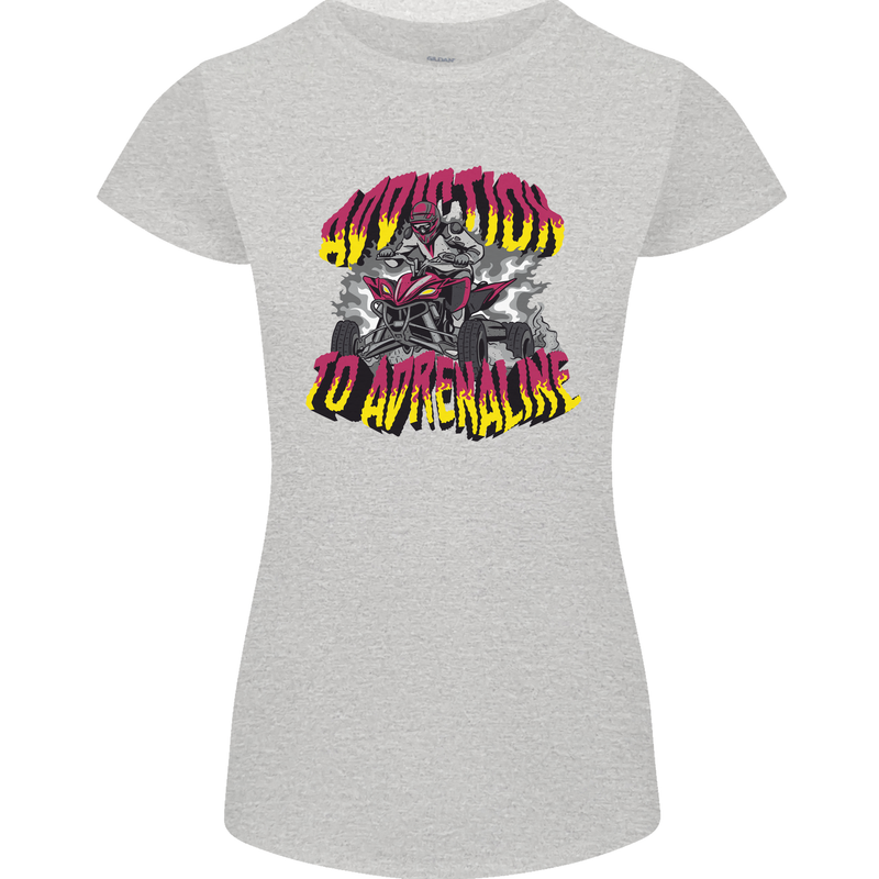 Quad Biking Adrenaline Off Road ATV Biker Womens Petite Cut T-Shirt Sports Grey