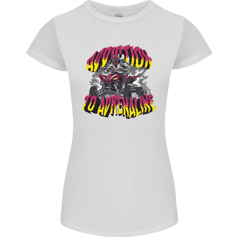 Quad Biking Adrenaline Off Road ATV Biker Womens Petite Cut T-Shirt White