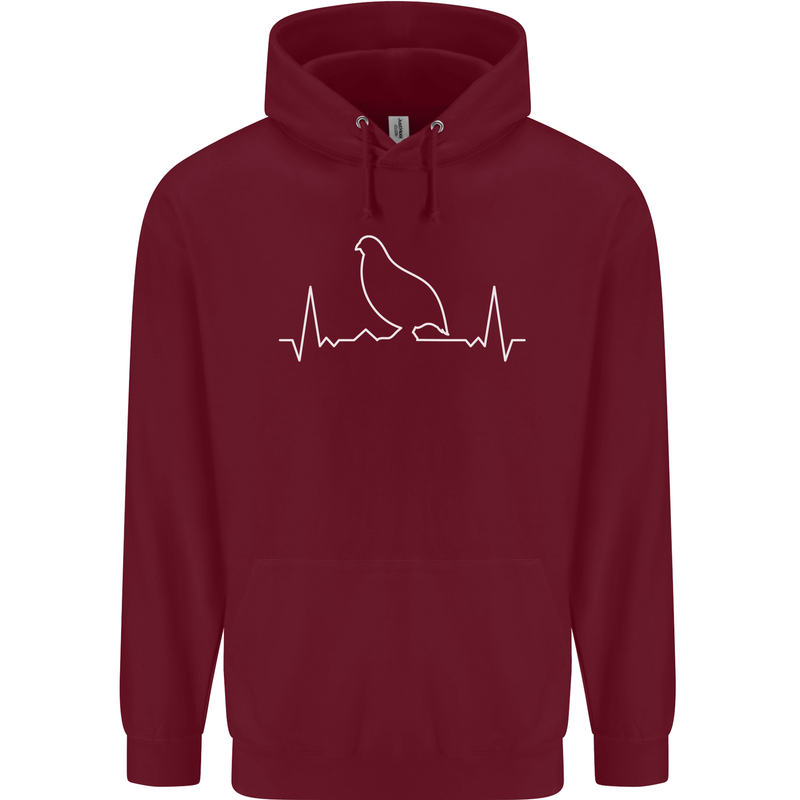 Quail Bird ECG Childrens Kids Hoodie Maroon