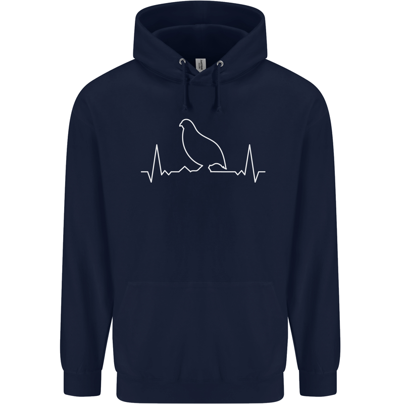 Quail Bird ECG Childrens Kids Hoodie Navy Blue