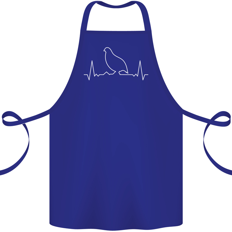 Quail Bird ECG Cotton Apron 100% Organic Royal Blue