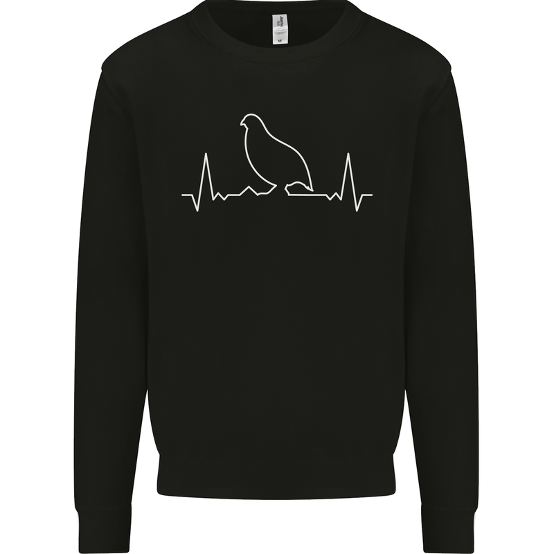 Quail Bird ECG Kids Sweatshirt Jumper Black