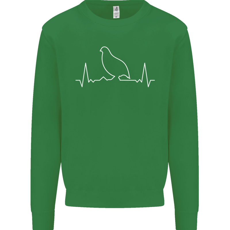 Quail Bird ECG Kids Sweatshirt Jumper Irish Green
