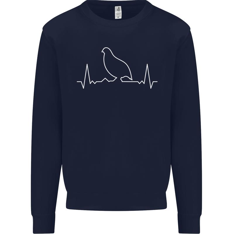 Quail Bird ECG Kids Sweatshirt Jumper Navy Blue