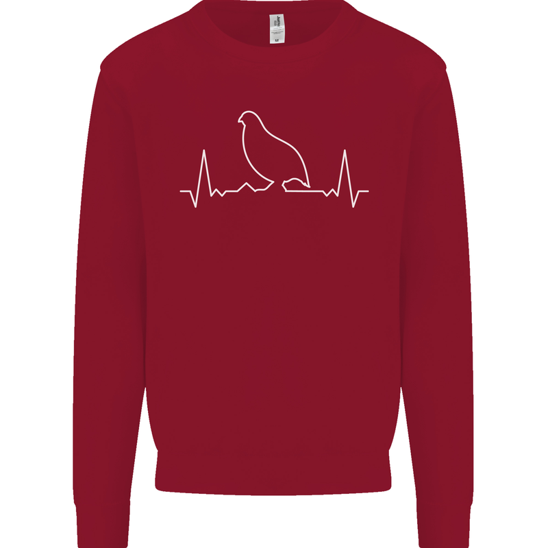 Quail Bird ECG Kids Sweatshirt Jumper Red