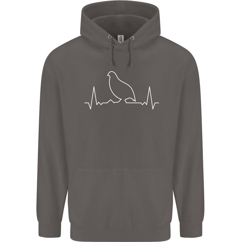 Quail Bird ECG Mens 80% Cotton Hoodie Charcoal