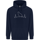 Quail Bird ECG Mens 80% Cotton Hoodie Navy Blue
