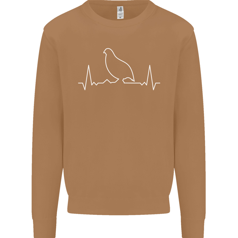 Quail Bird ECG Mens Sweatshirt Jumper Caramel Latte