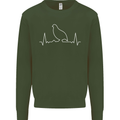 Quail Bird ECG Mens Sweatshirt Jumper Forest Green
