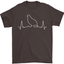 Quail Bird ECG Mens T-Shirt 100% Cotton Dark Chocolate