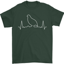 Quail Bird ECG Mens T-Shirt 100% Cotton Forest Green