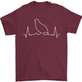 Quail Bird ECG Mens T-Shirt 100% Cotton Maroon