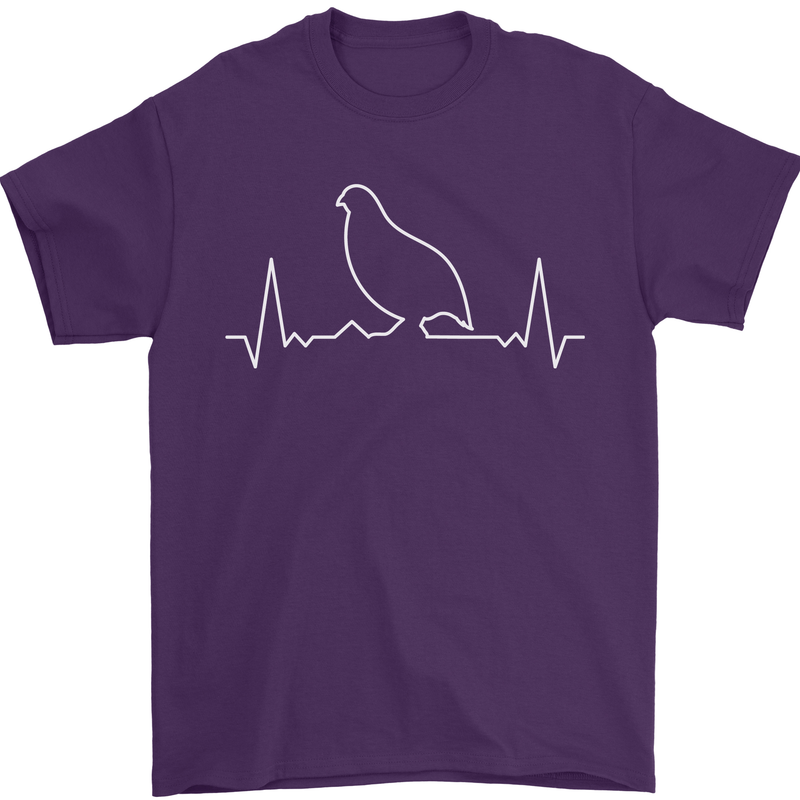 Quail Bird ECG Mens T-Shirt 100% Cotton Purple