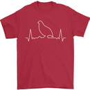 Quail Bird ECG Mens T-Shirt 100% Cotton Red