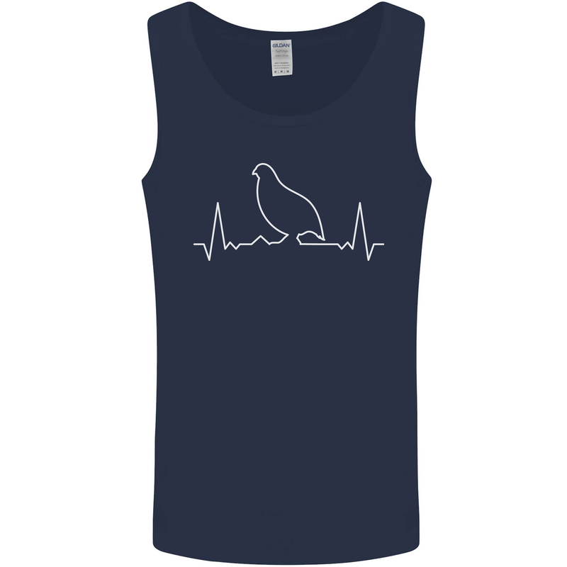 Quail Bird ECG Mens Vest Tank Top Navy Blue