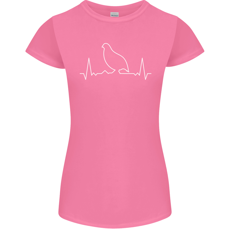 Quail Bird ECG Womens Petite Cut T-Shirt Azalea