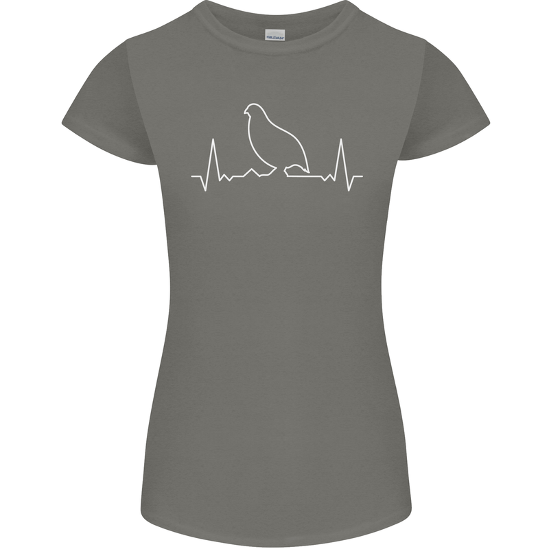 Quail Bird ECG Womens Petite Cut T-Shirt Charcoal