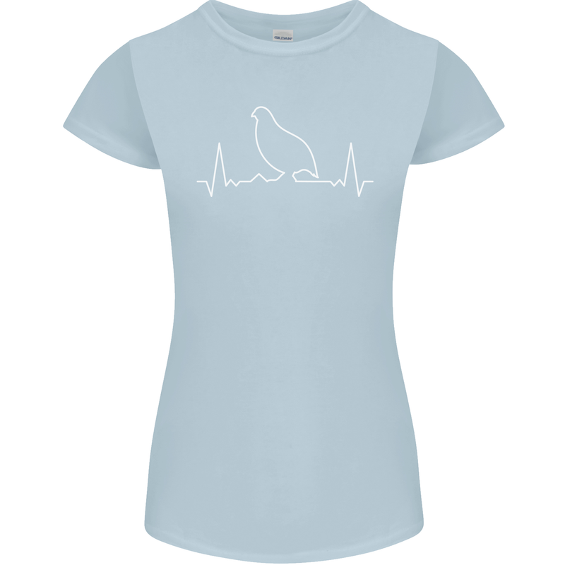 Quail Bird ECG Womens Petite Cut T-Shirt Light Blue